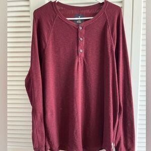 NWOT American Eagle Long Sleeve  Henley Maroon Men's Size L